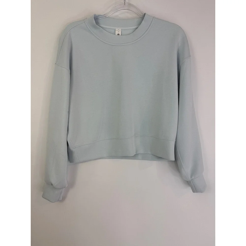 Lululemon Softstreme Perfectly Oversized Cropped Crew 4 Sheer Blue W3GL9S - Picture 3 of 13